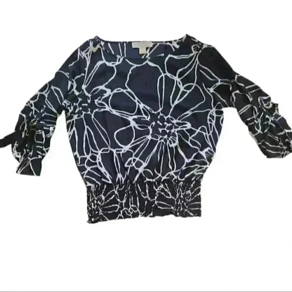 MICHAEL KORS Sheer Floral Print Blouse with Gold  Hardware Size S - Picture 1 of 9